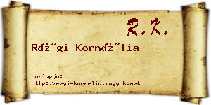 Régi Kornélia névjegykártya